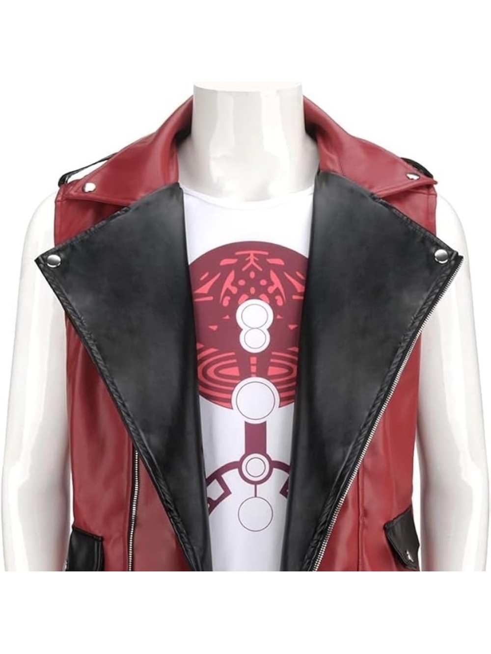 Men's Red & Black Faux Leather Moto Vest/shirt Thor costume vest and shirt